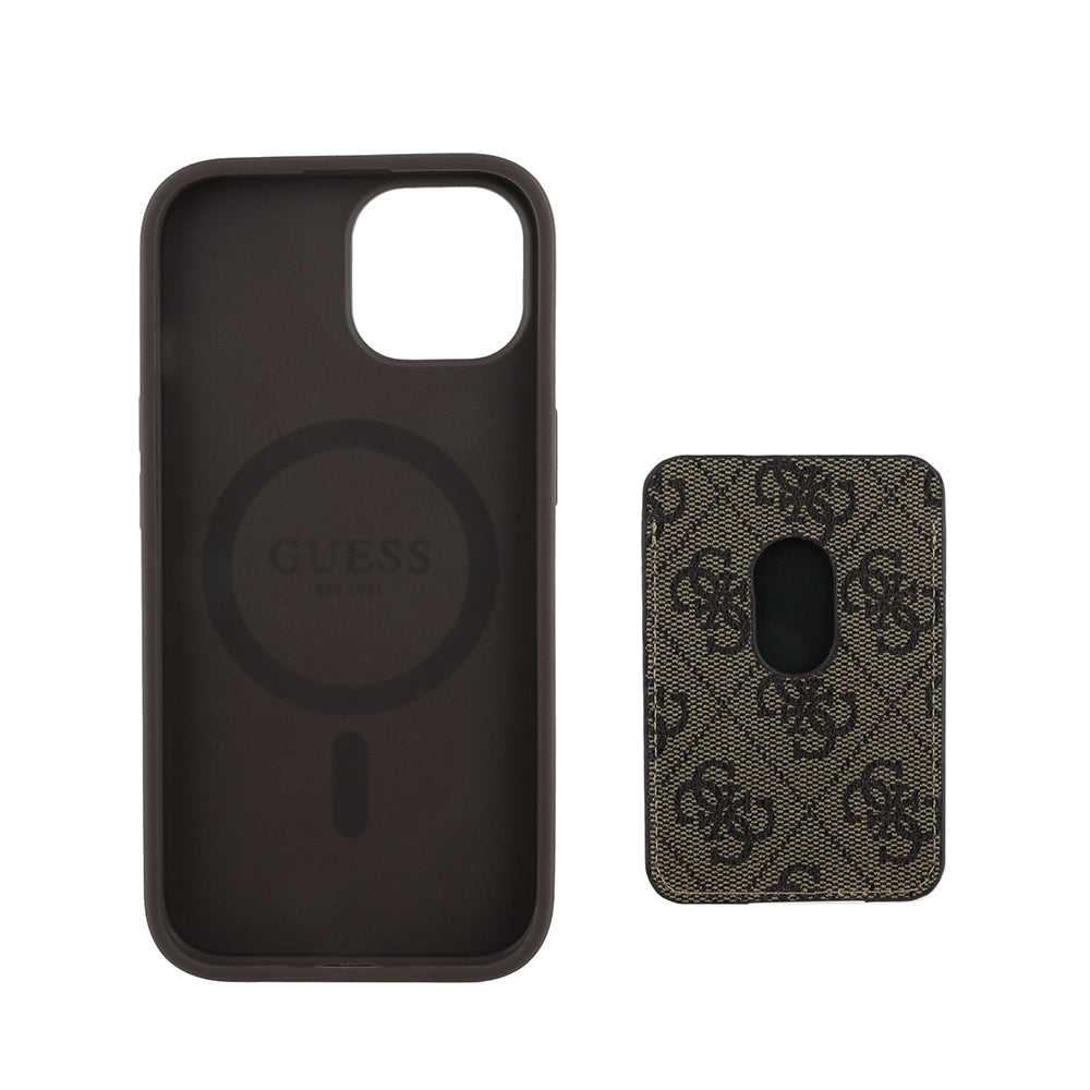 Guess iPhone 15 Orjinal Lisanslı M-safe 4G Desenli Çizgili Kartlıklı Kılıf Guess iPhone 15 Orjinal Lisanslı M-safe 4G Desenli Çizgili Kartlıklı Kılıf
